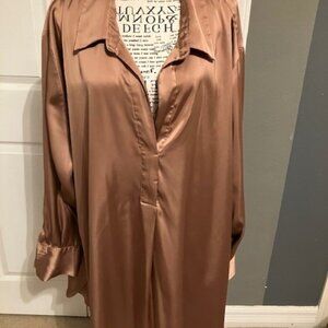 Copper satin oversized long blouse